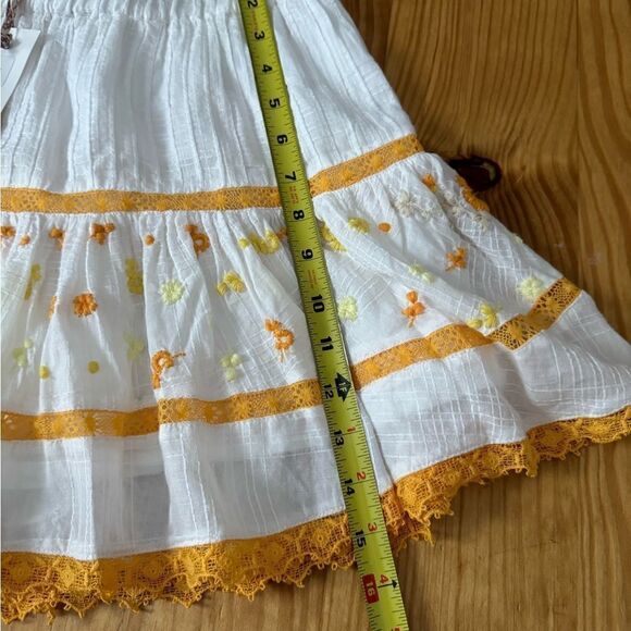 NWT LoveShackFancy Jennings Mini Skirt in Antique White Yellow XS Cover Up $295 - Picture 7 of 13